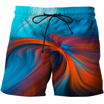 חוף מכנסיים של גברים צבעונית דפוס הדפסת 3D חופשי זוג מכנסיים חוף הים החג יכול להיות משוגר המעיין בגדי ים