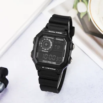 חיצונית אנשי הצבא האלקטרוני שעון דיגיטלי עמיד למים ספורט שעונים קלאסי Rectangel חיוג שחור שעון Relogio Masculino