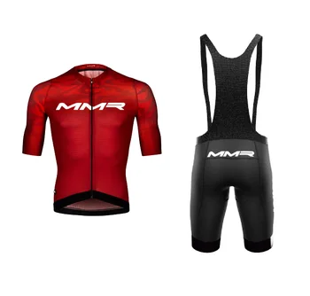 חיתוך לייזר 2023 MMR צוות 3 צבעים עם שרוול קצר רכיבה על אופניים ג ' רזי קיץ בגדי רכיבה יוקרתי CICLISMO+מכנסיים קצרים סינר