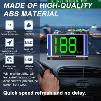 חכם מד המהירות הגדול, גופן עבור רכב משאית אוטובוס Plug and Play האד Head-Up Display דיגיטלי GPS לרכב LCD תצוגה דיגיטלית השעון