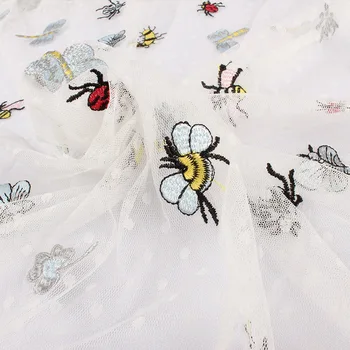 חרקים רקום תחרה בד נקודה בד רשת דבורה, פרפר בד השמלה עושה 150cm רחב