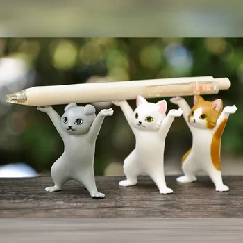 חתול מצחיק מחזיק עט צעצוע עצרו הכל חתול אוזניות סוגר קישוט הבית הקסום רוקדים חתול עיפרון לעמוד אנימה מתנה
