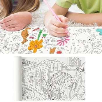 ילדים DIY צביעה נייר מצוירת העיר נושאים גרפיטי ציור רול ציור למידה צעצוע חינוכי לילדים מתנות 1000*43cm
