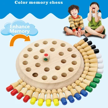 ילדים מעץ משחק זיכרון מקל משחק שחמט כיף בלוק לוח משחק חינוכי צבע היכולת הקוגניטיבית צעצוע לילדים