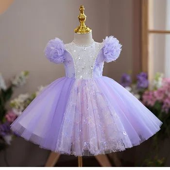 ילדים שמלת שמלת נסיכת יום ההולדת הראשון התינוקת תחפושת