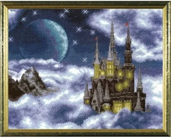יפה נוף ירחי הטירה איכותי לחצות סטיץ ערכות 14CT Unprinted ערכת תפירה רקמה אמנות עבודת יד, עיצוב הבית