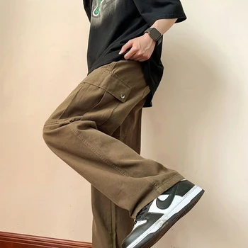 יפנית מכנסיים גברים של סתיו סגנון אמריקאי רחוב ישר מכנסיים רחבות אופנתי מותג נישה חופשי כל משחק מזדמנים מכנסיים
