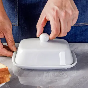 יצירתי חמאה קופסת גבינה אחסון איטום מגש צלחת עם מכסה קינוח קרמי חמאה השומר כלי צלחת מיכל מטבח