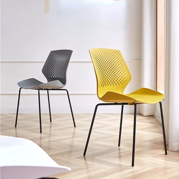 כיסא הטרקלין נורדי פלסטיק חלול כיסא עם משענת אור יוקרה אלקטרוליטי מתכת הרגליים כסאות אוכל ומתן
