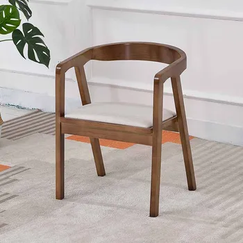 כרית מושב עור כסאות אוכל עץ מינימליסטי גב תחתון חדר שינה כיסא Office כורסה מרפסת כיסא בסגנון סיני Furni