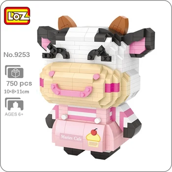 לוז 9253 בעלי חיים פרה ילדה חלב בקר חיוך מחמד בובת DIY מיני יהלומים אבני בניין לבנים צעצוע לילדים מתנת אין קופסא