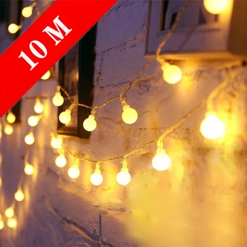 לויה הכדור LED אורות מחרוזת חיצונית/מקורה רחוב גרלנד אורות חג המולד תפאורה השנה החדשה החתונה פיות האור עיצוב הבית