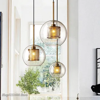 לופט מודרני אורות תליון עיצוב הבית מטבח נורדי זכוכית הכדור תליית מנורה על חדר האוכל במסעדה השינה Lighitng במקום.