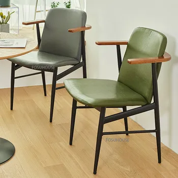 מודרני כסאות אוכל במטבח ריהוט מעצב הבית הסלון, חדר האוכל כיסא עור מלאכותי משענת הכיסא משענת יד