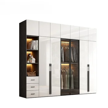 מודרני מינימליסטי אור יוקרה high-gloss ארון הבגדים בחדר השינה להניף את הדלת נורדי ארון גדול ארונית זכוכית דלת ארון
