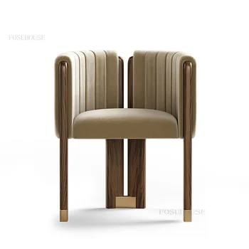 מודרני מינימליסטי בד האוכל כסאות חדר אוכל עץ מלא על כיסא המעצב אור יוקרה פנאי במלון יחיד האוכל הכיסא