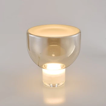 מודרני מנורת שולחן זכוכית ענבר שולחן אור פשוט עיצוב יצירתי של חצי עגולה אהילים עבור מנורות שולחן חדר השינה ליד המיטה מנורה