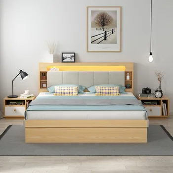 מודרני פשוט, מיטת יחיד, 1.8 פנאומטי גבוה תיבת אחסון למיטה במשך השינה, 1.5 תיבת מיטה זוגית עבור משפחה קטנה.