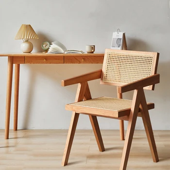 מודרני קש כיסא האוכל מתקפל המשרד כורסא מעצב מטבח כיסא עץ בסלון Muebles פנאי מעץ מלא בסגנון