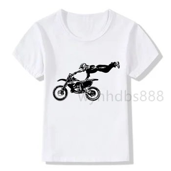 מוטוקרוס אופנוע חולצת טי ילדים בנים קריקטורה מגניב מודפס בנות חולצות תינוק חולצת קיץ Streewear ילדה בני נוער בגדים