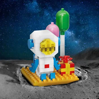מיני החלל האסטרונאוט אבני הבניין הירח חלל כדור הארץ דמויות יהלומים לבנים Figrues הרכבה, צעצועים לילדים, מתנת יום הולדת
