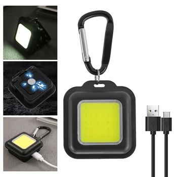 מיני מחזיק מפתחות אור קוב עובד אור פנס LED נטענת USB לפיד חיצונית חזקה מגנט מחנאות, דיג מנורת חירום