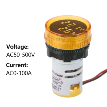 מיני עגול Digital Volt-מד הזרם Voltammeter מד הזרם מודד כפולה LED מתח&הנוכחי מטר פנל המונה AC50-500V AC0-100A