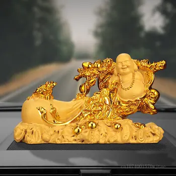 מכונית סינית רכוב בודהה מאיטריה פיסול עיצוב high-end חיים עיצוב חדר שרף מלאכה מזל הבטן מצחוק פסל בודהה