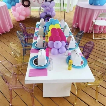 מלבן לבן אקריליק ילדים מסיבת שולחן רהיטים מיני שולחן יום הולדת קישוט