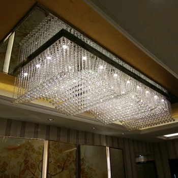מלבני גל נברשת קריסטל בלובי מלון וילה מועדון הלובי מסעדה פרויקט תאורת תקרה מותאם אישית