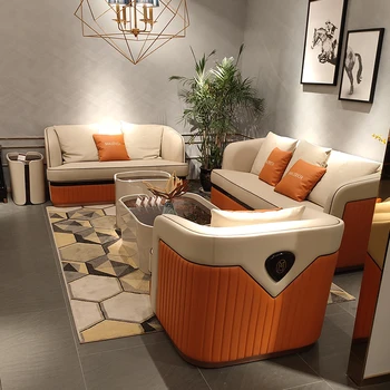 מנהג איטלקי אור יוקרה ספה החדרת הפוסט-מודרנית פשוטה וילה דגם חדר הסלון רהיטים