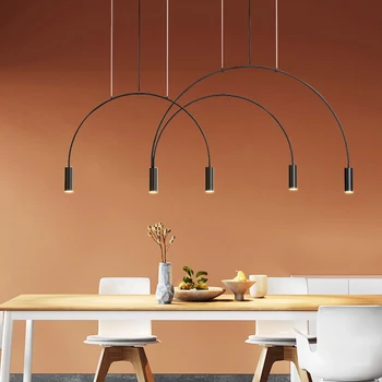 מעצב אספרסו בחדר האוכל נברשת נורדי פשוט מודרניים בחדר האוכל בר תאורה גיאומטריים אמנות קו המסעדה המנורה
