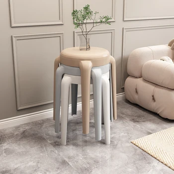 משק בית מעובה פלסטיק יכול להיות מוערם מוערם שולחן ספסל אקסטרה גבוהה סיבוב צואה דבק גומי פשוט הכיסא רהיטים