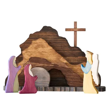מתנת חג המולד קישוט הקבר הריק מייצג את Resurrectio קישוט חג הפסחא סצנות עץ קישוטי קישוט של