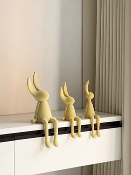 נוהרים ארנב פסל קישוט הבית המודרני נורדי של בעלי חיים חמודים שרף אמנות פיסול ומלאכות שולחן העבודה של Office חדר קישוט