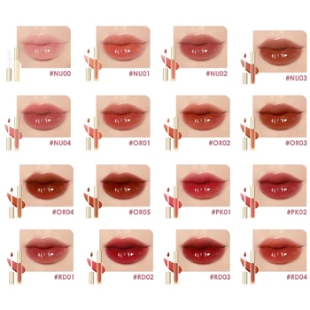 נוזל שפתון לחות Lipgloss עמיד לאורך זמן השפה זיגוג מראה שפתיים כתם שמנמן שפתיים זכוכית ליפ גלוס E1YD