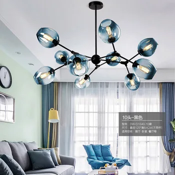 נורדי LED נברשת עבור הסלון, חדר השינה, פינת האוכל יצירתי שעועית קסם מולקולה התקרה תליון צבע זכוכית למטבח אור