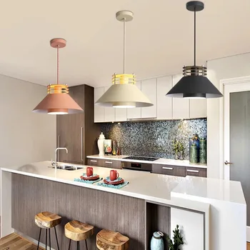 נורדי Macaron אורות תליון מטבח לחיות בחדר האוכל תלויה מנורת המיטה קפה מסעדה בר אור המטבח Dormitorio E27