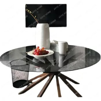 נורדי אגוז שחור יומן שולחן קפה פשוטה מודרני זכוכית מחוסמת שולחן קפה עגול طاولات جانبيه מסה auxiliar מרכז שולחן