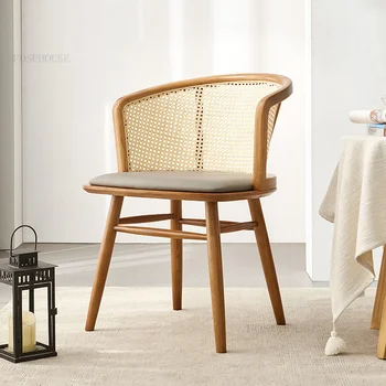 נורדי אוכל עץ מלא כסאות חדר האוכל האור יוקרה ביתיים פנאי האוכל כיסא רטרו עיצוב המטבח משענת הכיסאות