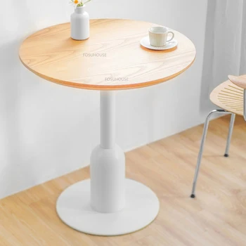 נורדי מעץ מלא שולחן קפה על קפה רהיטים שולחנות עגולים משא ומתן אור יוקרה אלגנטי בית קפה הפנאי הרומית השולחן