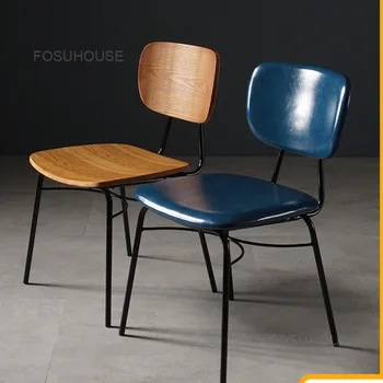 נורדי מעצב כסאות אוכל תעשייתי סגנון יחיד כיסא מתכת לופט אור יוקרה האוכל הכיסא האמריקאי חזרה ברזל כורסה