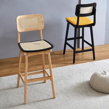 נורדי עץ מלא קש כסאות בר למטבח גבוהה השולחן הביתה רהיטים אור יוקרה יצירתית גבוהה בר שולחן האוכל הכיסא