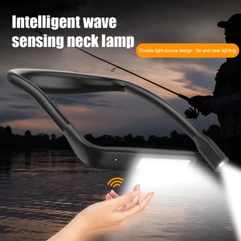 נטענת USB פנס נייד חזק LED מנורת הקריאה ללא ידיים אינדוקציה חישה דייג הליכה בשביל לילה ריצת