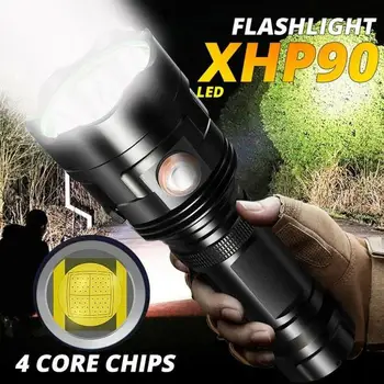 נייד P90 LED נטענת פנס חיצוני קמפינג עמיד למים Led חזק פנס Led זרקור עם 26650 סוללה