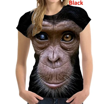 נשים 3D חדש גורילה קוף מצחיק חולצה אישיות מזדמן מגניב חיה שרוול קצר חולצה