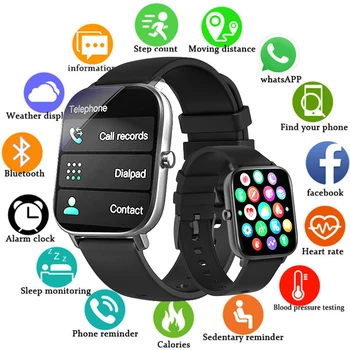 נשים שעון חכם מגע מלא שעון Bluetooth קורא קצב הלב לחץ דם עמיד למים Smartwatch נסיעות גברים שעון דיגיטלי חכם
