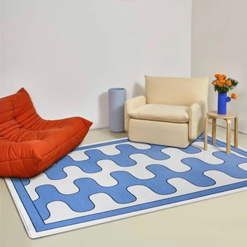 סגנון אמנות שטיחים עבור הסלון אור יוקרה עיצוב חדר השינה גל שטיח פרוותי רך שחמט שטיחים בבית קטיפה עבה שטיח הרצפה