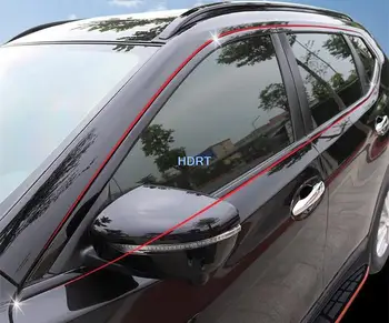 סגנון רכב קישוט אביזרים מתאימים ניסן נוכלים X-טרייל X שביל 2022 + 12pcs שחור דפוס הדלת חלון כיסוי לקצץ רצועה