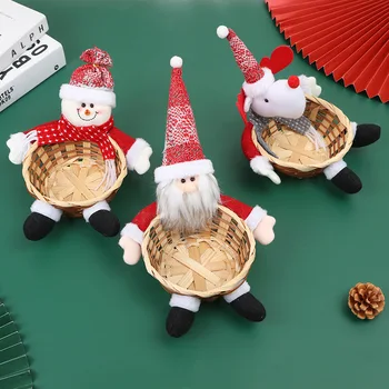 סוכריות חג המולד סל הזקן במבוק קטן מחזיק סל חג המולד תפאורה, קישוט מתנות לילדים